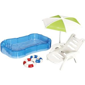 Dollhouse Furniture Accessories Set, Swimming Pool Mini House Furniture, Plastic Small Play House Accessories Toys Gift for Kids.