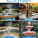 POPOSOAP 6.5W Solar Fountain Pump for Bird Bath Built-in 3000mAh Battery Backup, DIY Solar Water Fountain with Double-Layer Nozzles & Dry-Run Protection 5Ft Tubing for Ponds, Bird Bath, Water Features