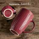 AmorArc Extra Large Coffee Mugs Set of 6, 20oz Ceramic Tall Coffee Mugs with Textured Geometric Patterns for Latte/Tea/Beer/Hot Cocoa, Dishwasher & Microwave Safe, Burgundy