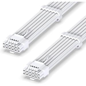 EZDIY-FAB 16AWG PCI-e 5.0 12VHPWR PSU Sleeved Cable, 600W 12+4 Pin Male to 12+4 Pin Male GPU Cable for RTX 5080/5070/ 3090Ti/4070Ti/4080/4090, 60cm/23.62in-Pure White