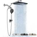 Veken Wide Rain Shower Head with Handheld, High Pressure Rainfall Showerhead Combo with Arm for Bathroom Accessories, Home Decor, Detachable Dual Shower with Multi Modes Handheld Spray, Silver Chrome