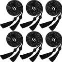 Boao 6 Pcs Graduation Cords, Honor Cords, 2026 Grad Tassel Ropes, 67" Long Braided Cord for 2026 Grad Ceremony Decor Bachelor Gown for Student Master(Black)