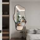 Irregular Wall Mirror, 47"x25" Asymmetrical Aesthetic Mirror with Metal Frame, Modern Organic Mirrors for Living Room Bathroom Bedroom Hallway Entryway, Horizontal or Vertical Hanging
