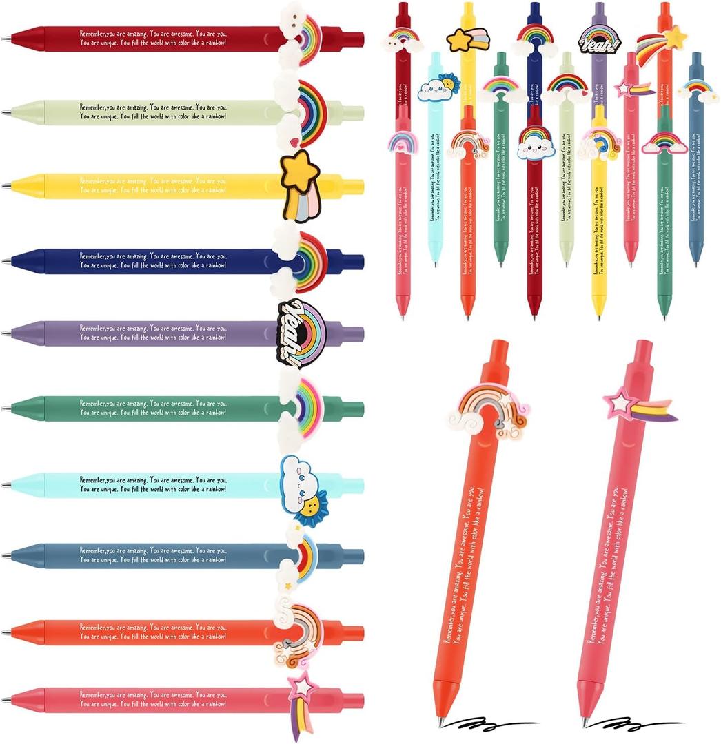 30 Pcs Operation Christmas Pens Inspirational Rainbow Ballpoint Pens with Motivational Words Rainbow Party Favors Classroom Rewards Gifts from Teachers