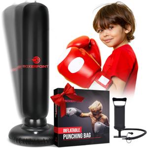 Boxerpoint Inflatable Punching Bag for Kids Ages 3-8 - 63-Inch Freestanding Martial Arts Training Target for Karate, Taekwondo & MMA, Birthday Gift Toy - Boxing Bag