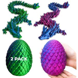 2 Pack 3D Printed Mystery Dragon Egg, 11 inches Mystical Dragon Egg with Dragon Inside, Large Dragon Egg Fidget Toy, Surprise Dragon Egg, Mythical Dragon Egg for Collectors, Gift for Fantasy Lovers