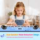 Piano Keyboard, 61 Key Upgrade Kids Pianos Music Toy with Light-up Keys & Pro Teaching Modes, Dual Speaker, 70 Demos,100 Tones, 100 Rhythms Perfect Christmas/Birthday Gift for Kids (Blue), 26.5*7.8*2 inches