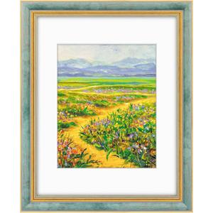 Golden State Art,11x14 Ornate Picture Frame for 8x10 Photo with Mat or 11 x 14 Prints without Mat, Real Glass Wall Display(Color:Distressed Blue Gold)