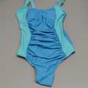 Girl Swimsuit One Piece Bathing Suit for Girls Solid Color Ruched Adjustable Straps Padded Swimwear 11-12y