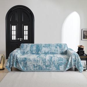 MYSKY HOME Couch Cover for Sectional Sofa Set Sage Geometric Furniture Sofa Cover Washable for Dog Cat Pets Couch Cover 3 Seat Sofa Chenille Couch Protector Multi-Use Couch Covers Blanket,91" X150"