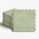Yinbanban 100Pcs Sage Green Scalloped Cocktail Napkins, 5 Inch Disposable Paper Napkins for Wedding, Birthday, Party, Holiday