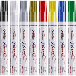 Paint Marker Pens - 8 Colors Oil Based Paint Markers, Permanent, Waterproof, Quick Dry, Medium Tip, Assorted Color Paint Pen for Metal, Wood, Fabric, Plastic, Rock Painting, Canvas, Glass, Art Craft