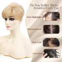 Short Hair Topper for Thinning Hair 5.5 Inch Short Pixie Cut Toppers Pieces Natural Curly Texture Synthetic Golden Blonde Wiglets Hairpieces (5.5 inch)