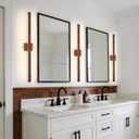 Modern Bathroom Light Fixtures Over Mirror, 39 Inch Brown Wood Finish Vanity Light Bar 30W Dimmable 5CCT LED Vanity Lights for Bathroom Wall Lighting Fixtures Over Mirror