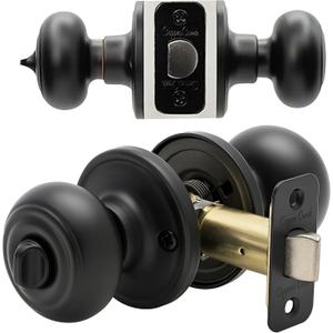 Copper Creek Colonial Privacy Interior Door Knob – ANSI Grade-3 Certified, Modern Heavy Duty Handle, Easy Install and Reversible for Bedroom, Bathroom and Closets – Matte Black