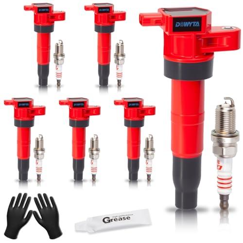 DOWYTA Set of 6 Upgraded Ignition Coil Pack and Spark Plug fits for Hyundai Sonata Santa Fe Azera Entourage Veracruz Kia Sorento Sedona Amanti 2006 2007 2008 2009 2010 2011 3.3 3.8 V6 Replaces UF546