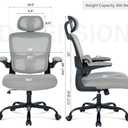 Ergonomic Mesh Office Chair with Lumbar Support- Adjustable High Back Desk Chair with Flip-up Arms- Comfy Home Office Computer Chairs- Task Swivel Rolling Chairs