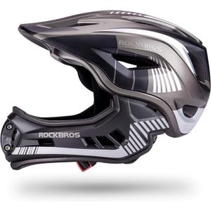 ROCKBROS Kids Full Face Helmet Kids Bike Helmets Lightweight Toddler Mountain Bike Helmet Detachable for MTB BMX Skating Cycling Scooter Safety Bicycle Helmets for Youth Child Boys Girls, Medium