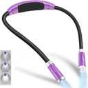 Vekkia Rechargeable LED Neck Reading Light, Book Lights for Reading in Bed, 3 Brightness Levels, Flexible Soft Silicone Arms Comfortable Wear, Long Lasting. Great for Readers, Craft & Knitting
