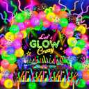 161Pcs Neon Party Decorations Glow in the Dark Birthday Supplies Neon Balloon Arch Kit & Backdrop Tablecloth UV Blacklight Luminous Glow Balloons Kids Teen Adult Rainbow 80s 90s Disco Party Decor