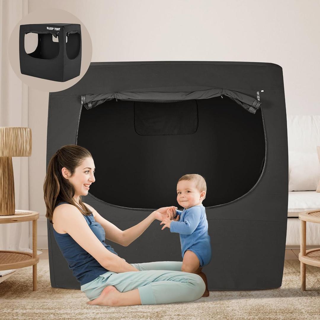 Blackout Cover for Pack N Play and Crib, Blackout Sleep Tent for Babies and Toddlers, Breathable Baby Sleep Pod with 4 Larger Vents, Blocks 98%+ Light for Quality Sleep