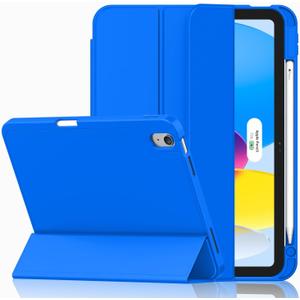 iMieet Case for iPad (A16)/iPad 10th Generation [11-Inch 2025/10.9 Inch 2022], Trifold Stand Smart Cover with Pencil Holder and Soft TPU Back, Supports Touch ID(Medium Blue)