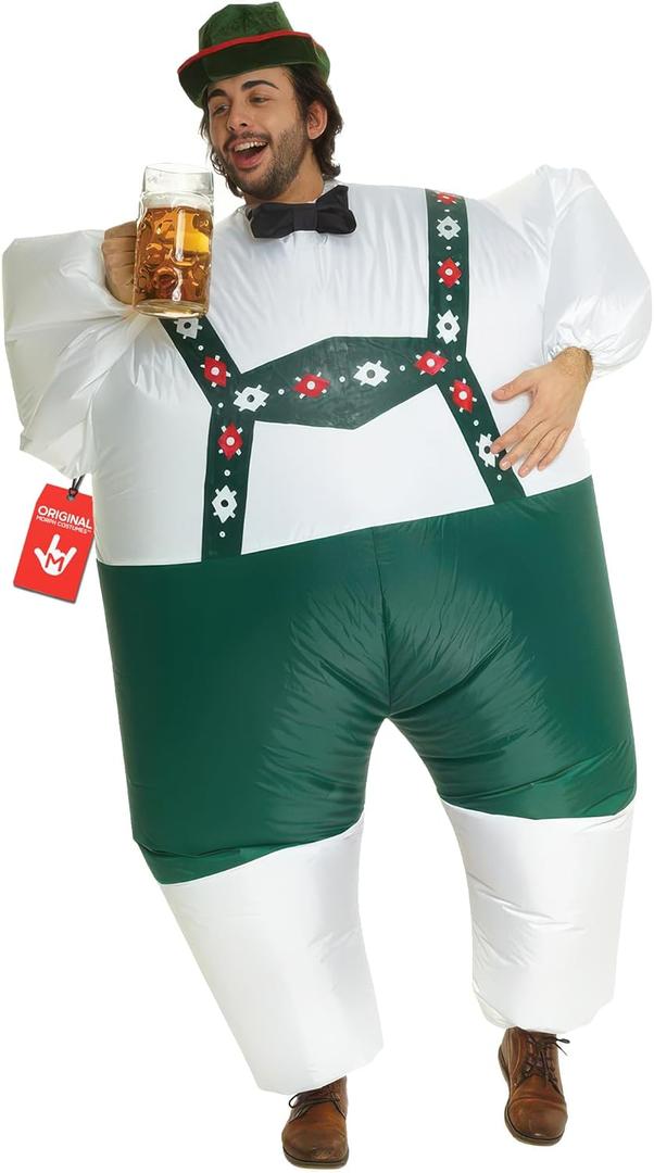 Morph Inflatable Lederhosen Costume Men, Lederhosen Inflatable Fat Suit Costume, Blow Up Suit