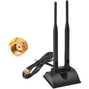 Eightwood WiFi Antenna with RP-SMA Male Connector, 2.4GHz 5GHz Dual Band Antenna Magnetic Base for PC Desktop Computer PCIe Bluetooth Card WiFi Router