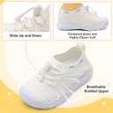 FEETCITY Toddler Slip On Shoes Boys Girls Wide Toddler Tennis Shoes Sports Walking Sneakers (4.5 Toddler, White)