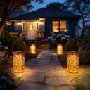 DIBIEECN Mothers Day Gifts for Mom, Birthday Gifts Grandma Ladies Solar Lanterns Outdoor Hanging Hollowed-Out Metal Waterproof LED Garden Decor Outside for Patio Yard Porch, Sunflower, 2 Pack