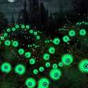 Halloween Decorations, 4 Pack 40LED Solar Halloween Lights Outdoor Scary Eyeball Waterproof Halloween Solar Garden Lights Swaying Firefly Lights for Yard Garden Patio Party Decor Green