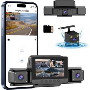 4 Channel Dash Cam 360 View for All-Round Protection, 4-Way Front Rear Inside Recording, Built-in 5G WiFi & GPS, APP Control, 8 IR Night Vision, 24H Parking Monitor, G-Sensor, Free TF Card