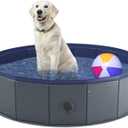 Niubya Foldable Dog Pool, Collapsible Hard Plastic Dog Swimming Pool, Portable Bath Tub for Pets Dogs and Cats, Pet Wading Pool for Indoor and Outdoor, 32 x 8 Inches