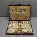 Cedilis Chinese Mahjong Game Set with 146 Large Tiles(1.4", Ivory), 2 Dice and Red Carrying Case for Chinese Style Game, Family Gathering
