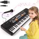 M SANMERSEN Kids Keyboard with Microphone, Kids Piano Keyboard for Beginners Electronic Piano with MP3 Function/Audio Cable/ 16 Tones/ 49 Keys Music Toy Keyboards for Boys Girls Ages 3-12