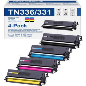 TN336 Toner Cartridge High Yield Compatible Replacement for Brother TN-336 TN331 for Use with Brother HL-L8350CDW HL-4150CDN MFC-L8850CDW Printer (1BK,1C,1M,1Y, 4 Pack)