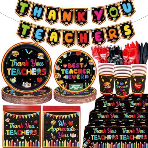 185Pcs Teacher Appreciation Party Supplies Teacher Appreciation Decorations Teacher Appreciation Banner Thank You Teachers Tableware