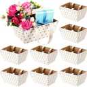 Pinkunn 48 Pcs Basket for Gifts Empty DIY Bulk Party Gift Basket Kit with Handles Market Trays for Packages Wrapping Wedding Party Anniversary Display(White Polka Dots)