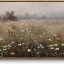 InSimSea Extra Large Framed Vintage Wall Art, Living Room Country Farmhouse Decor, Spring Wildflower Field Landscape Canvas Prints, Retro Scenery Long Pictures for Bedroom Above of Bed, 20x40inch