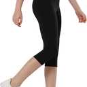 Gnainach Girls Capri Leggings High Waisted Compression Pants Stretch Active Yoga Tights for Kids Teen Workout Running (Black)