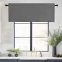 NICETOWN Grey Valances for Windows - Thermal Insulated Room Darkening Kitchen Curtain Rod Pocket Bathroom Valances for Living Room Bedroom Cafe, 1 Panel, 42 x 16 Inch Long