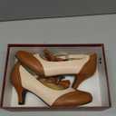 LIURUIJIA Women's Low Kitten Heel Mary Jane Oxfords Pumps Comfortable Ankle Strap Dress Shoes with Bow 7.5