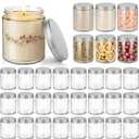 28 Pack 8 oz Glass Candle Jars for Making Candle, Thick Clear Glass Jars with Silver Lids, Bulk Empty Small Food Storage Containers for Spice, Powder, Lotions – Leak-Proof