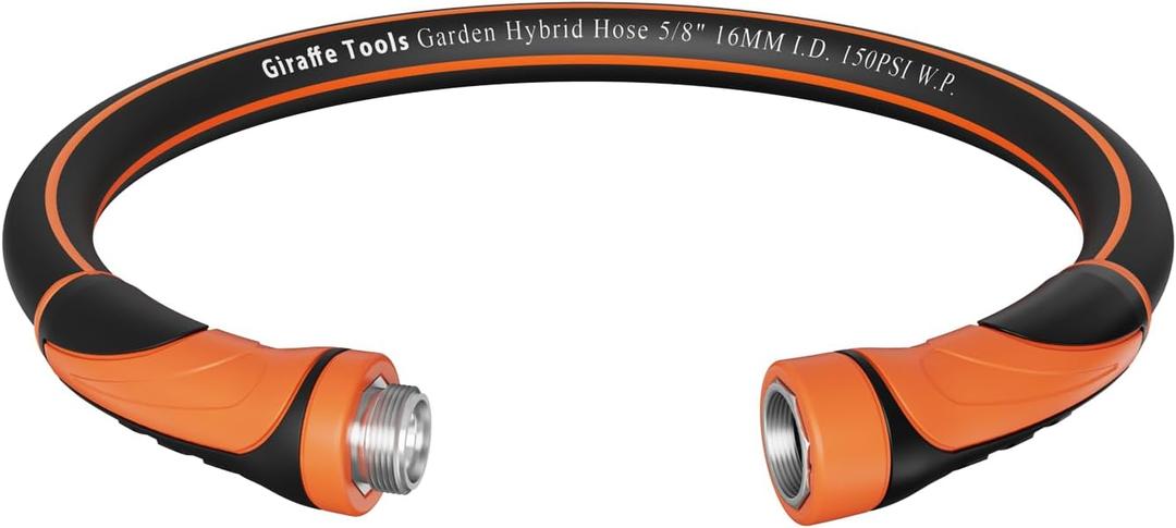 Giraffe Tools Garden Hose 5/8", Water Hose Heavy Duty, Flexible, Lightweight Hybrid Hose with Swivel Handle, 3ft Male to Female Fittings, Burst 600 PSI, Short Leader Hose