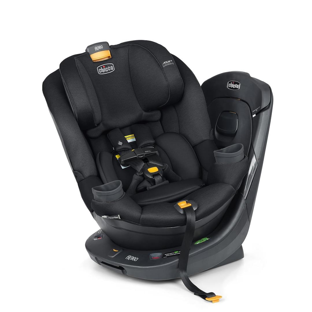 Chicco Fit360 ClearTex Rotating Convertible Car Seat with 360 Degree Rotation for Rear-Facing and Forward-Facing, LeverLock Self-Tensioning Lock System, Obsidian/Black (Manufacturing Date: Mar 2026)