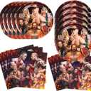 40Pcs Wrestling Party Supplies include 20 plates, 20 napkins for Wrestling birthday party decoration