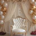 Champagne Backdrop Curtains for Wedding Parties, 10x10FT Wrinkle Free Photo Backdrop Curtains for Wedding Birthday Party Baby Shower, Fabric Drape with Rod Pockets 5ft x10ft, 2 Panels