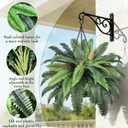34" Fake Ferns, Set of 2 Artificial Ferns for Outdoors Large, Artificial Boston Ferns with 42 Fronds for Garden Porch Home Spring Decor