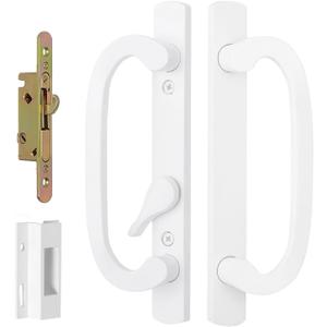 Offset Center Sliding Door Handle with Mortise Lock and Keeper Assembly 45Keyway, 3-15/16" H.C., NonHandle Used for 1-3/8" to 2-1/4" Thick Sliding Glass Door & Patio Door (White)