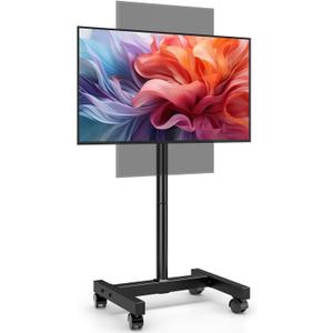 AX WABER Mobile TV Floor Stand for 19-50 inch LCD LED Flat/Curved Panel Screen TVs up to 55 lbs, Height Adjustable TV Stand Mount with VESA 200x200, Portable TV Stand with Tilt Function AX1007TBM